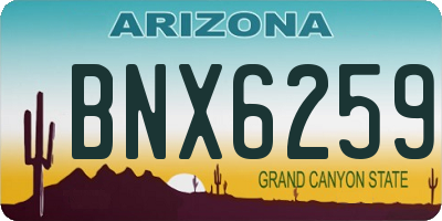 AZ license plate BNX6259