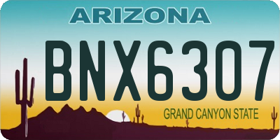 AZ license plate BNX6307
