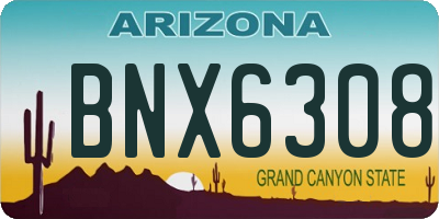 AZ license plate BNX6308