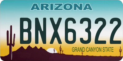 AZ license plate BNX6322