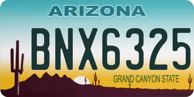 AZ license plate BNX6325