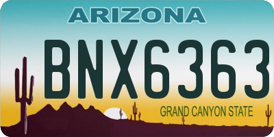AZ license plate BNX6363