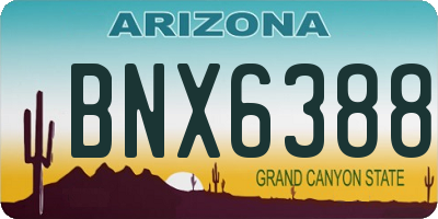 AZ license plate BNX6388