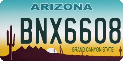AZ license plate BNX6608