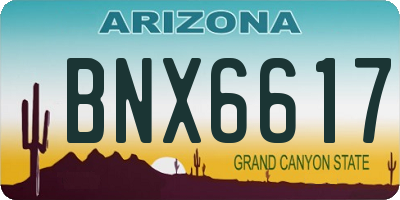AZ license plate BNX6617