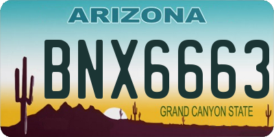 AZ license plate BNX6663