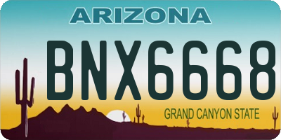 AZ license plate BNX6668