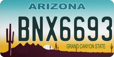 AZ license plate BNX6693