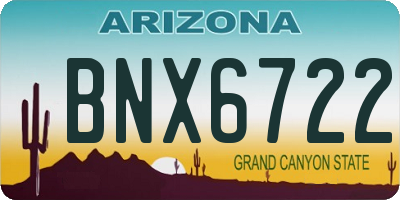 AZ license plate BNX6722
