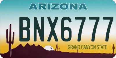 AZ license plate BNX6777