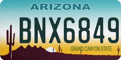 AZ license plate BNX6849