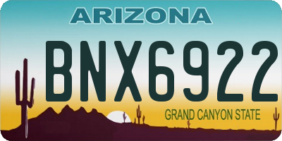 AZ license plate BNX6922