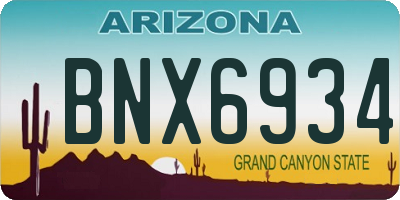 AZ license plate BNX6934