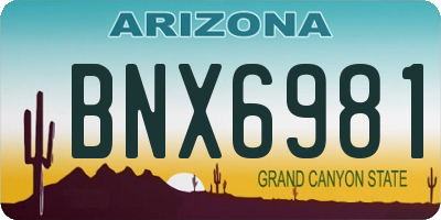 AZ license plate BNX6981