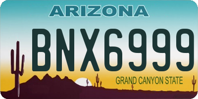 AZ license plate BNX6999