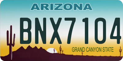 AZ license plate BNX7104