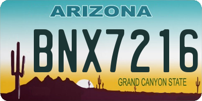 AZ license plate BNX7216