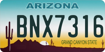 AZ license plate BNX7316