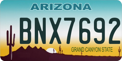 AZ license plate BNX7692