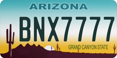 AZ license plate BNX7777