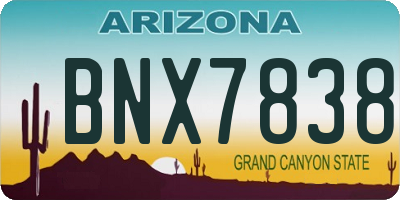 AZ license plate BNX7838
