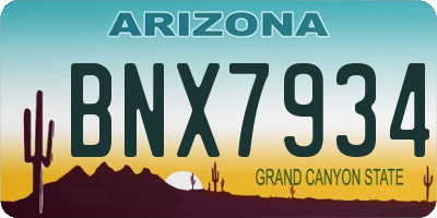 AZ license plate BNX7934