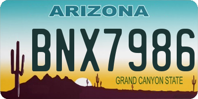 AZ license plate BNX7986