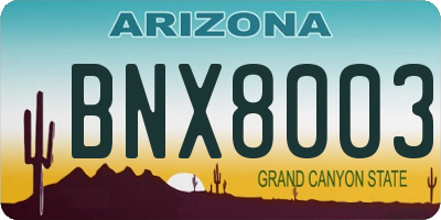 AZ license plate BNX8003