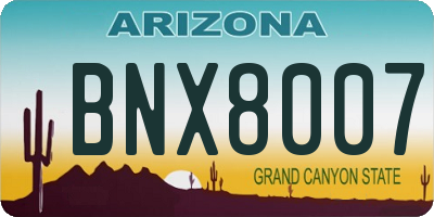 AZ license plate BNX8007