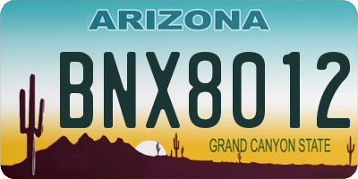 AZ license plate BNX8012