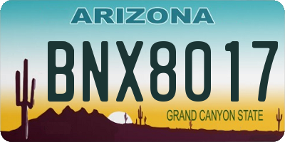 AZ license plate BNX8017