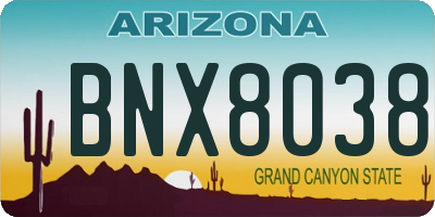 AZ license plate BNX8038