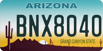 AZ license plate BNX8040