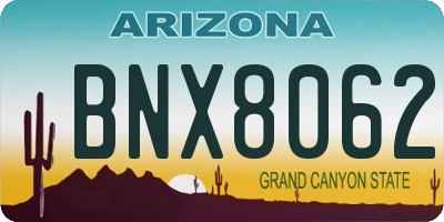 AZ license plate BNX8062