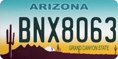 AZ license plate BNX8063