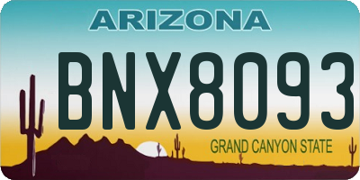 AZ license plate BNX8093