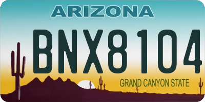 AZ license plate BNX8104