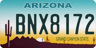 AZ license plate BNX8172
