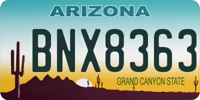 AZ license plate BNX8363