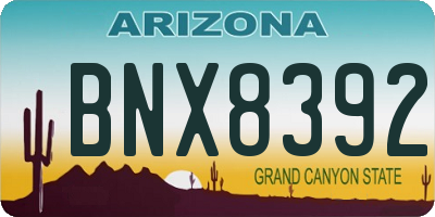 AZ license plate BNX8392