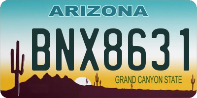 AZ license plate BNX8631