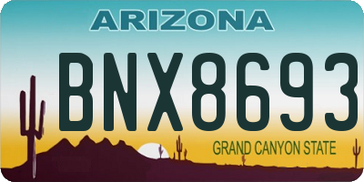 AZ license plate BNX8693