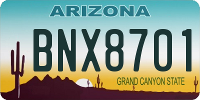 AZ license plate BNX8701