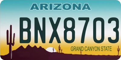 AZ license plate BNX8703