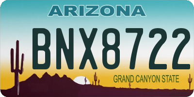 AZ license plate BNX8722