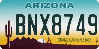 AZ license plate BNX8749