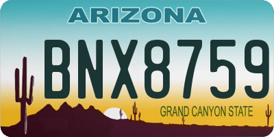 AZ license plate BNX8759