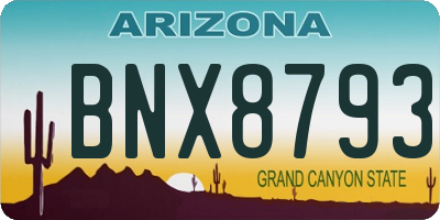 AZ license plate BNX8793
