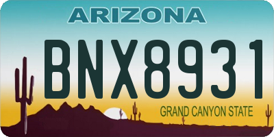 AZ license plate BNX8931