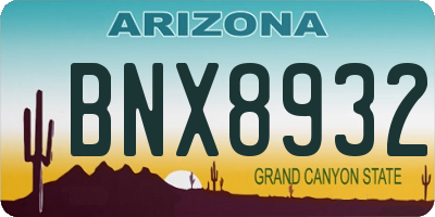 AZ license plate BNX8932